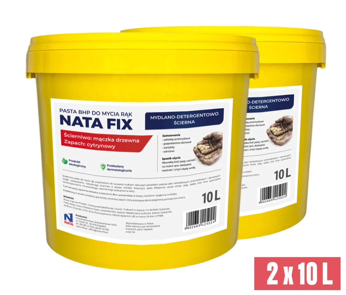 Pasta BHP do rąk | 20L (2 x 10L) | NATA FIX