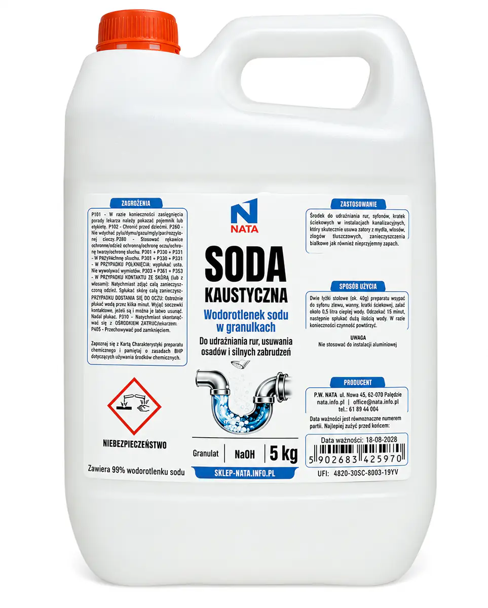 Wodorotlenek sodu do udrażniania rur 5 kg
